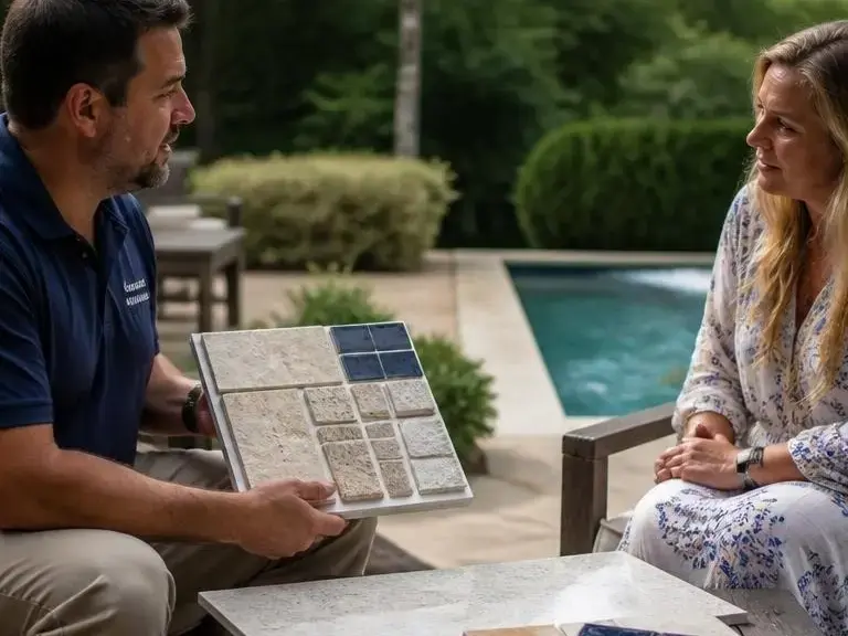 Permit-aware infinity pool layout sketch for Sandy Springs