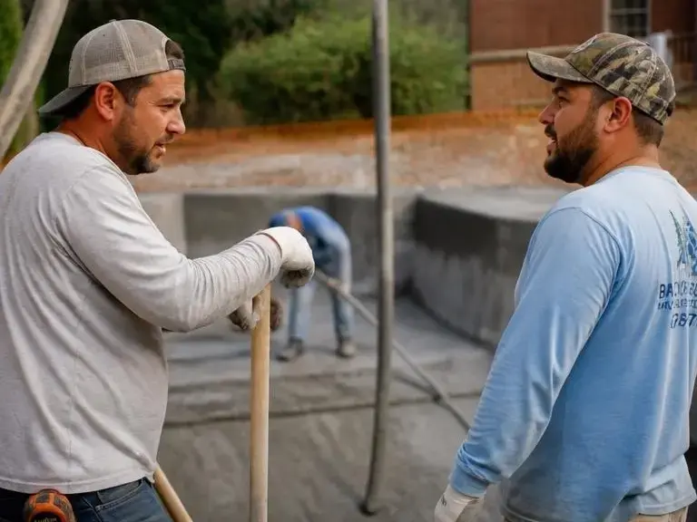 Gunite pool build for a Dunwoody backyard lot