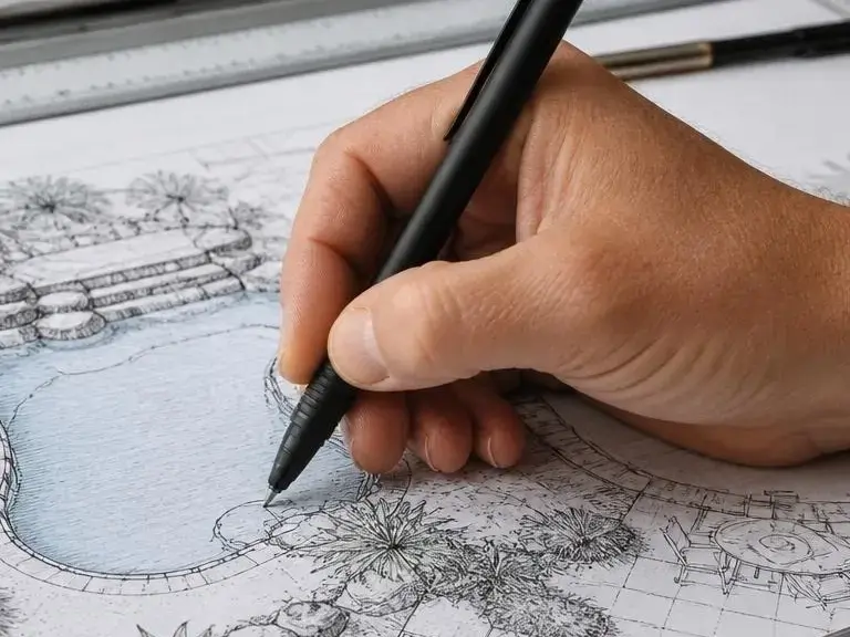 Pool permit review with site drawings in Sandy Springs