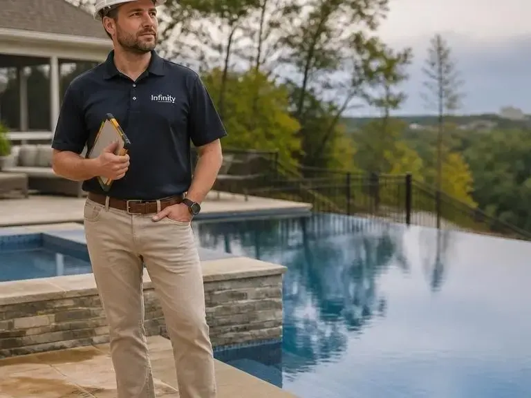 Custom pool design for a Brookhaven backyard